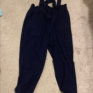 Paper bag  Navy Pants with Tie Waist